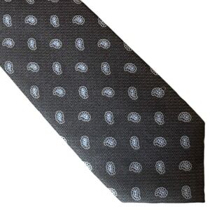 Enro Silk Necktie Gray Blue Paisley Hand Made Luxury Men Business Tie Medallion